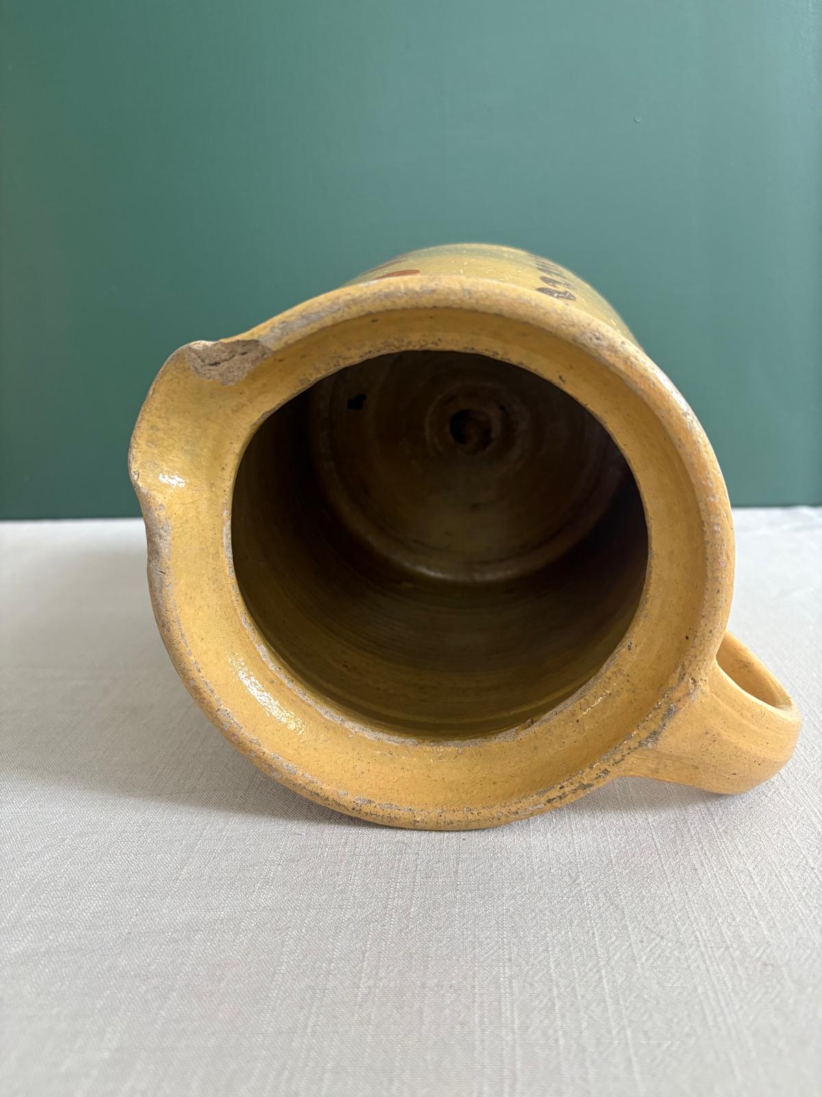 Antique French Savoyard Jaspé Pottery Pitcher
