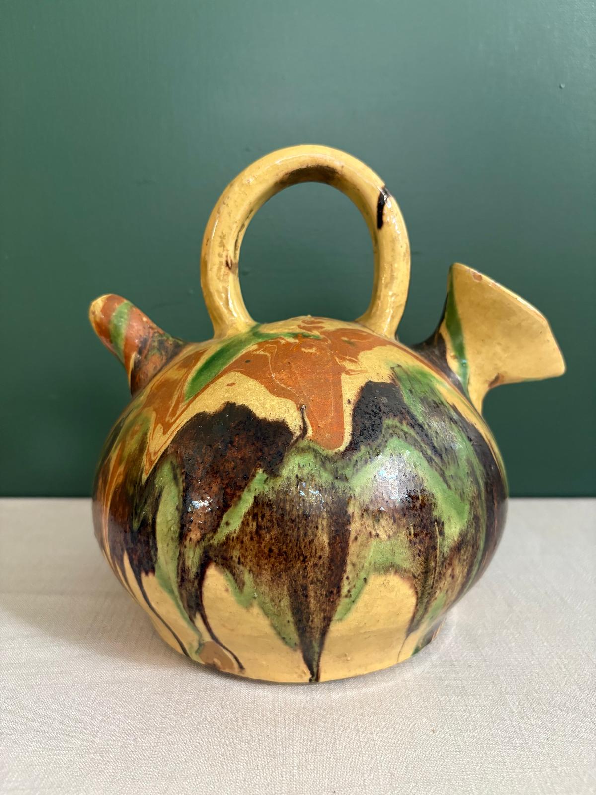 Antique French Provençal Gargoulette, Saint-Quentin-la-Poterie