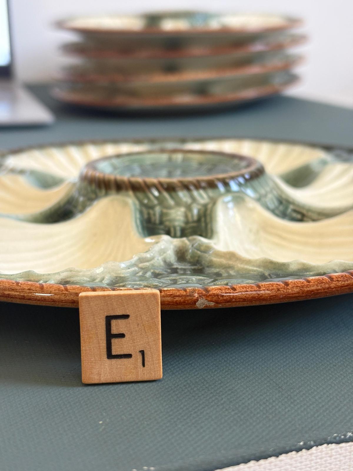 French Longchamp Oyster Plate "A" and "E"
