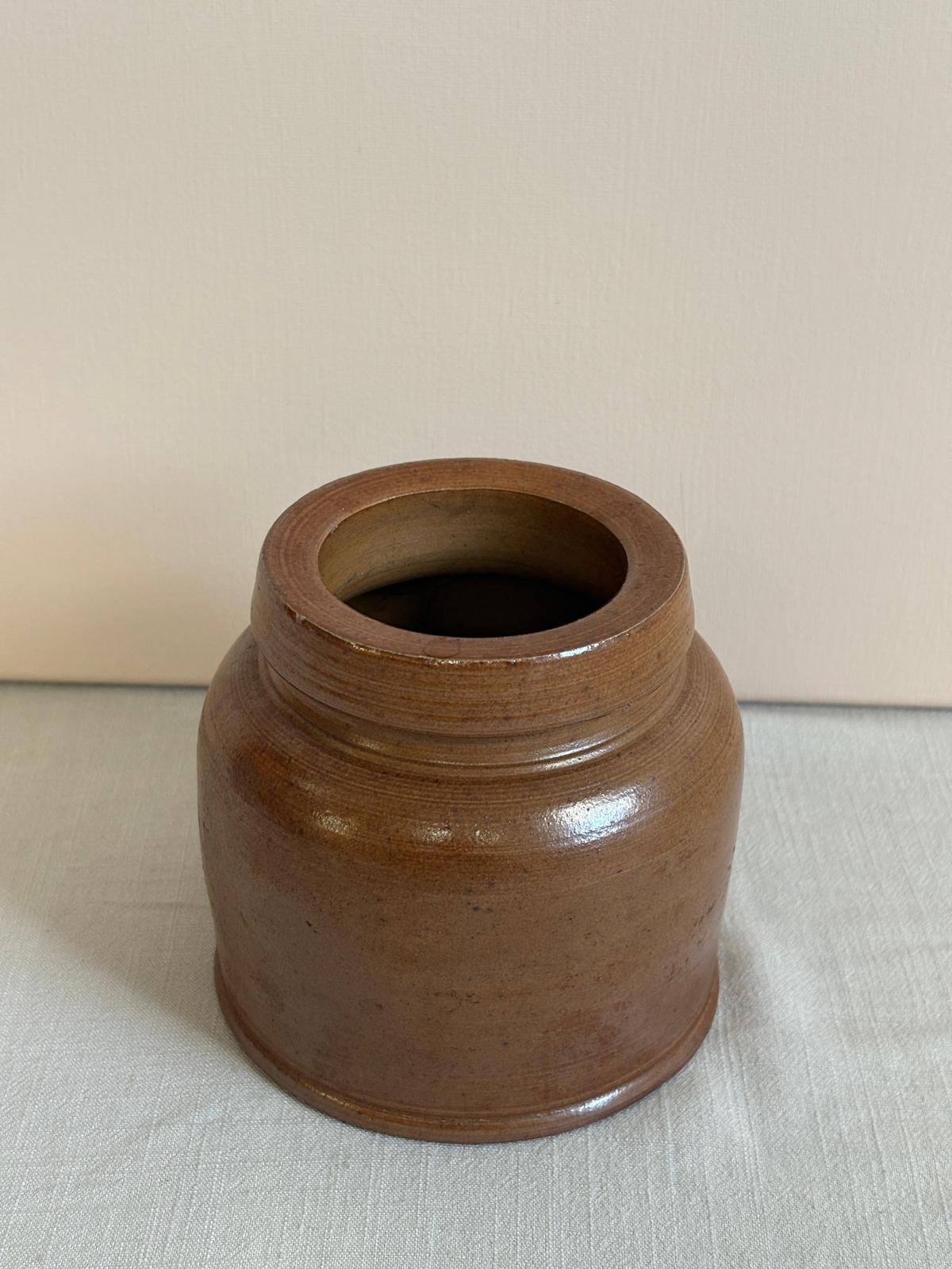 Vintage French Brown Glazed Stoneware 1/2 Liter Preserve Jar