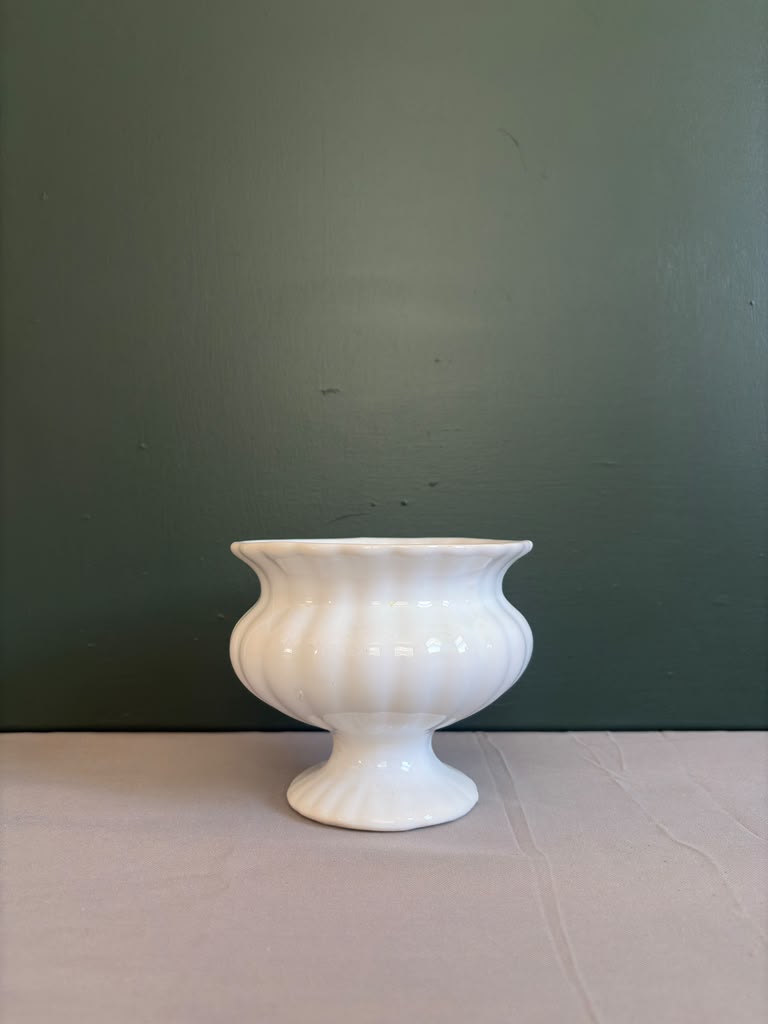Vintage White Pedestal Urn - Collector & Curator